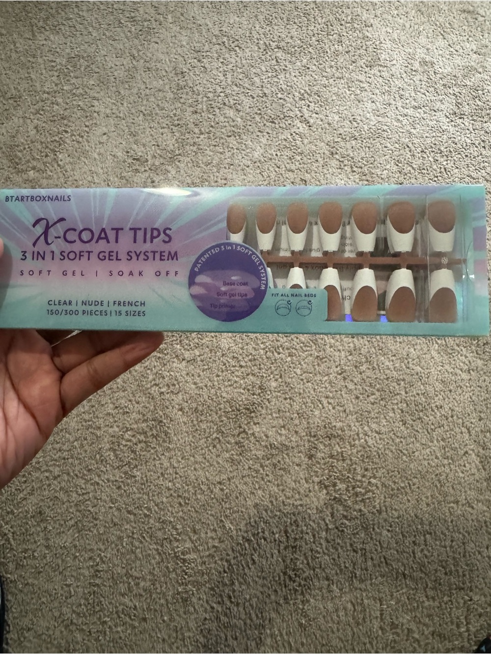 BTARTBOXNAILS 3-in-1 Soft Gel Press-On Nails - White French Tip with Brown Base
